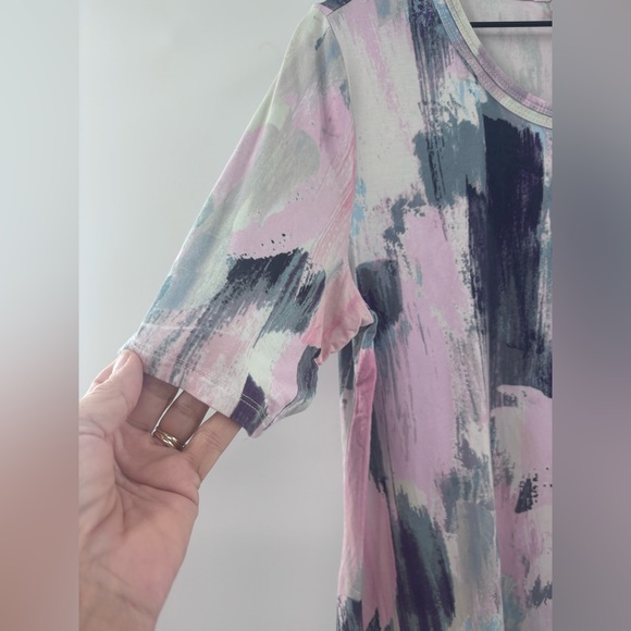 LOGO by Lori Goldstein Multicolor Brushstroke Short Sleeve Tee Size Large - Picture 7 of 7